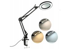 Бестеневая настольная лампа-лупа Calissimo LED 12W / Косметическая лампа Черная