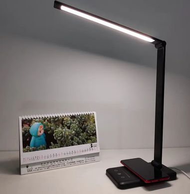 Настольная сенсорная LED лампа на аккумуляторе 1800мАч/10W от USB с поддержкой быстрой беспроводной зарядки и NFC Black