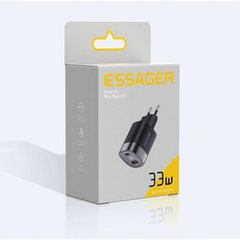 Сетевое зарядное устройство Essager 33W GaN III PD с быстрой зарядкой и дисплеем QC 3.0 USB+Type-C Black