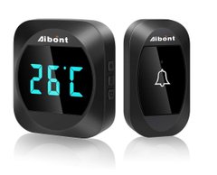 Беспроводной дверной звонок с функцией температуры Aibont Black, 1 звонок+1 база