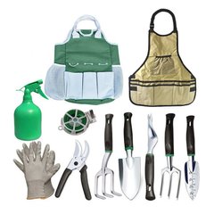 Набор садовый Lesko CG-6011 из 11 предметов с сумкой и фартухом + комплект инструментов