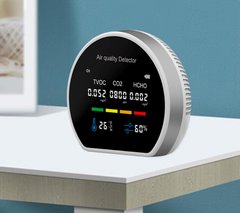 Термогигрометр с датчиком измерения СО2 Air Detector AQD01-Gray Анализатор качества воздуха, влажности и