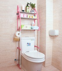 Полка-стеллаж напольная над унитазом Bathroom Shelf / Органайзер для хранение вещей Розово-Белая 152 см
