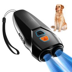 Профессиональный ультразвуковой отпугиватель собак 3в1 с фонариком Ultrasonic PU70 с индикатором зарядки и аккумулятором от USB Black