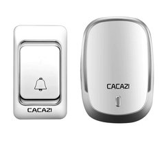 Беспроводной дверной звонок на батарейках CACAZI K01-DC Белый+Серебро, 1 звонок+1 база