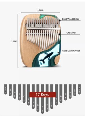 Калимба – музыкальный инструмент на 17 язычков Океан / Kalimba Blue Ocean 17 key