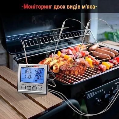 Двухканальный цифровой термометр для мяса ThermoPro TP-17 с таймером и магнитом