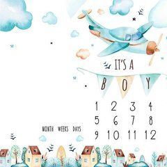 Фотопеленка для перших фотосесій малюка з 1 до 12 місяців / Фотофон "it's a boy" Літак 120х100см