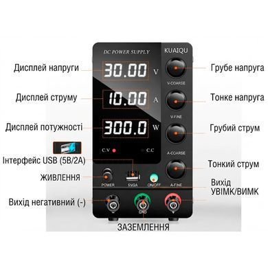 Лабораторный блок питания постоянного тока KUAIQU SPS-C3010 (30V, 10A)