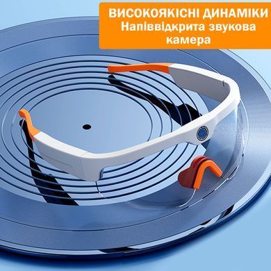 Смарт Окуляри з камерою 4К Bluetooth для спорту Чорні з Чорним склом