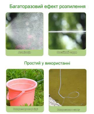 Портативний акамуляторний садовий обприскувач, інструмент для зрошення, USB 2400 mAh з 3 насадками 2м