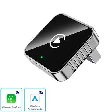 Адаптер для авто CarPlay (7498) для Apple і Android Auto 2в1 USB 5G WiFi Bluetooth Бездротовий Сіро-чорний