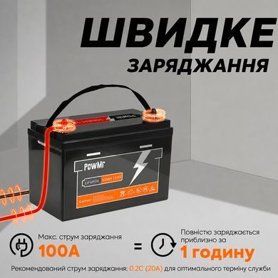 Литий-железо-фосфатный аккумулятор PowMr 12.8V 100Ah LiFePO4 (1280Wh)