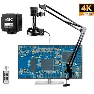 Цифровой электронный микроскоп 4K для пайки с камерой Sony IMX678, объективом 150X и сложным штативом