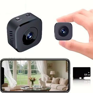 Мини-камера 4K Full HD с WiFi и ночным видением 64 Гб Черная