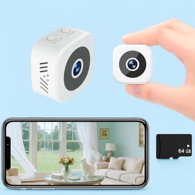 Міні-камера 4K Full HD з WiFi та нічним баченням 64 Гб Біла