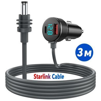 Кабель живлення 3м Starlink Mini 12В-24В Автомобільний Адаптер Металевий