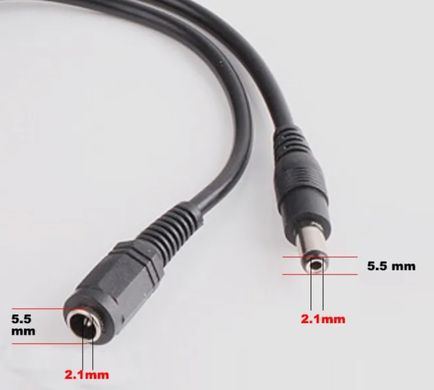 Універсальний кабель Подовжувач живлення постійного струму 5 метрів DC 12V 5.5х2.1мм для камери відеоспостереження, роутера, LED стрічки (Роз'єм «тато-мама»)