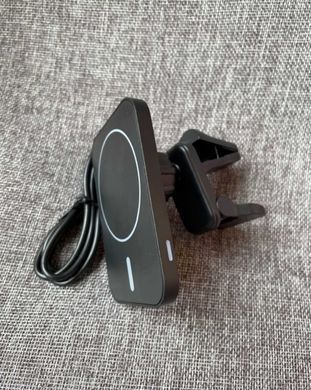 Магнітний автотримач для телефону з бездротовою зарядкою MagSafe Premium 15W Black