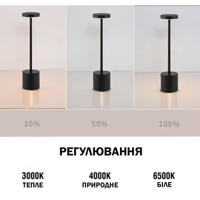 Настільна LED лампа Бра 5200mAh 3W 2700K IP54 USB Акумуляторна Чорний