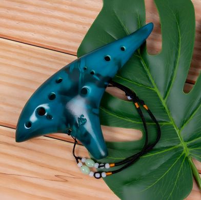 Керамический музыкальный инструмент Ocarina 12 тонн Alto Tone C со сборником песен и сумкой Синий