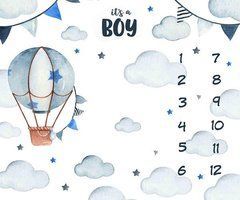 Фотопеленка для перших фотосесій малюка з 1 до 12 місяців / Фотофон "it's a boy" Повітряна куля 120х100см
