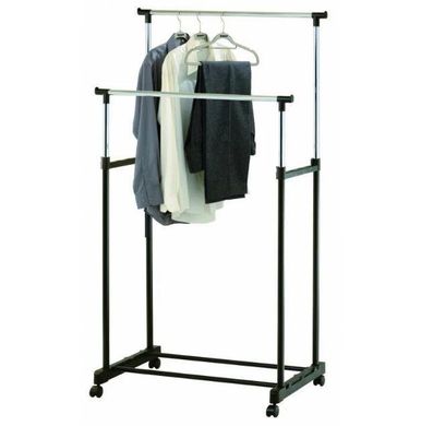 Вешалка стойка для одежды напольная двойная телескопическая Double-Pole Clothes-horse Black