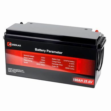 Аккумулятор LiFePO4 24V 100Ah ECGSOLAX, литий-железо-фосфатная батарея с BMS для солнечных систем, ИБП, RV