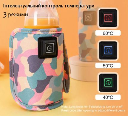 Портативний Підігрівач для дитячої пляшечки від USB Фіолетове Хакі