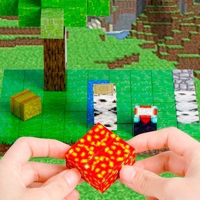 Магнітний конструктор 200 блоків + 8 фігурок Магнітні блоки в стилі Minecraft в подарунковому боксі