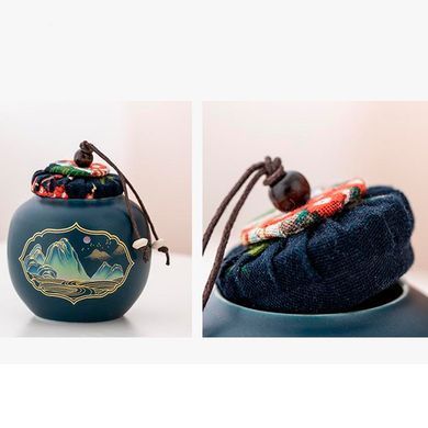 Дорожный набор для Чайной церемонии на 4 персоны в кейсе (10 предметов) Черный с принтом
