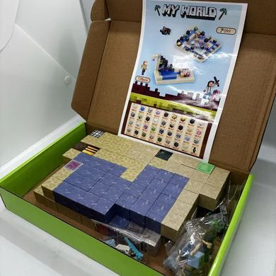 Магнитный конструктор 128 блоков + 4 фигурки MY PLANET / Магнитные блоки в стиле Minecraft "Снежный дом" со 128 деталями GP1