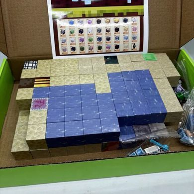Магнитный конструктор 128 блоков + 4 фигурки MY PLANET / Магнитные блоки в стиле Minecraft "Снежный дом" со 128 деталями GP1