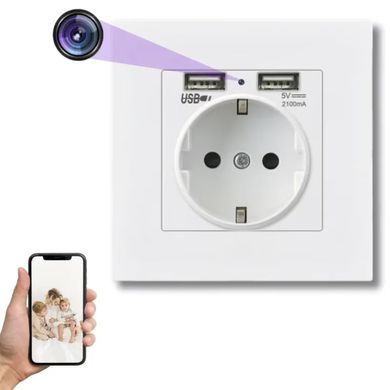 Мини Wi-Fi камера PR1 USB 2.1A с дистанционным просмотром движения для охраны дома 1920 x 1080P Белый