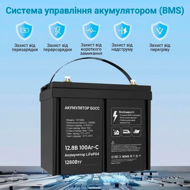 Набор зарядного устройства и литий-железо-фосфатной батареи DATOUBOSS 12.8V 100Ah LiFePO4