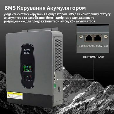 Гібридний сонячний інвертор DATOUBOSS 3000 Вт 24 В з MPPT-контролером, LCD-дисплей Wi-Fi