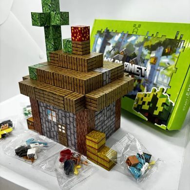 Магнітний конструктор 178 блоків + 5 фігурок MY PLANET / Магнітні блоки в стилі Minecraft з 178 деталями