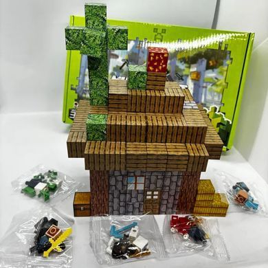 Магнітний конструктор 178 блоків + 5 фігурок MY PLANET / Магнітні блоки в стилі Minecraft з 178 деталями