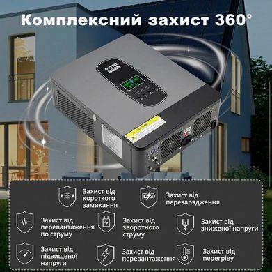 Гібридний сонячний інвертор DATOUBOSS 3000 Вт 24 В з MPPT-контролером, LCD-дисплей Wi-Fi