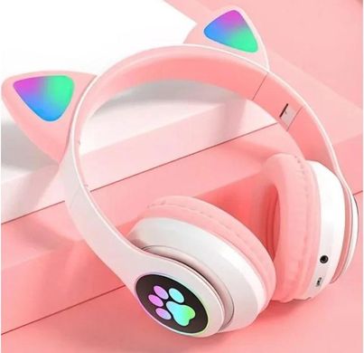 Бездротові навушники з котячими вушками і RGB підсвіткою Cat VZV-23M Pink