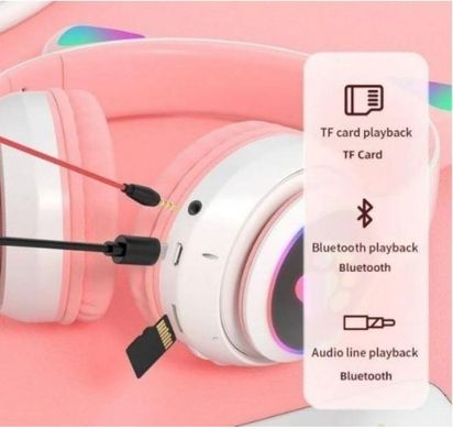 Бездротові навушники з котячими вушками і RGB підсвіткою Cat VZV-23M Pink