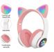 Бездротові навушники з котячими вушками і RGB підсвіткою Cat VZV-23M Pink