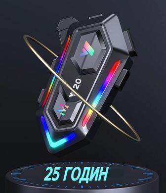 Мотоциклетная Bluetooth-гарнитура Rider BT5.3 RGB Y20 с шумопоглощением и подсветкой 1000мАч