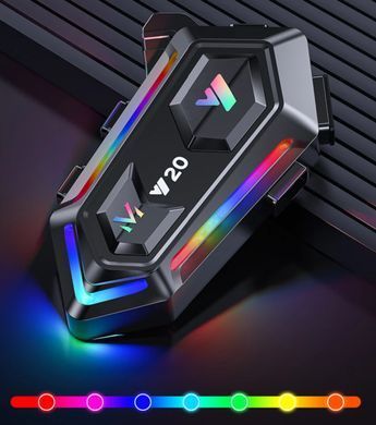 Мотоциклетная Bluetooth-гарнитура Rider BT5.3 RGB Y20 с шумопоглощением и подсветкой 1000мАч