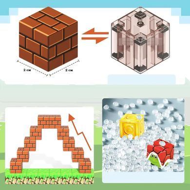 Магнитный конструктор 200 блоков + 6 фигурок MY PLANET / Магнитные блоки в стиле Minecraft со 200 деталями GP3