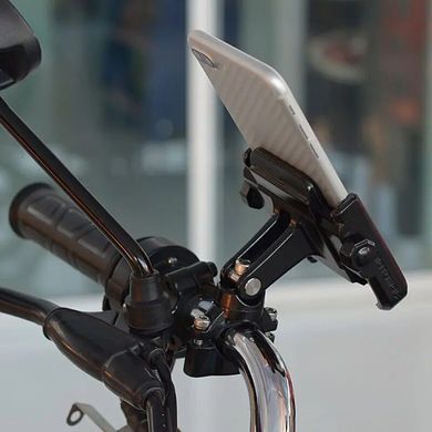 Алюмінієвий тримач Motowolf для смартфона на кермо мотоцикла / велосипеда / мопеда / самоката Чорний