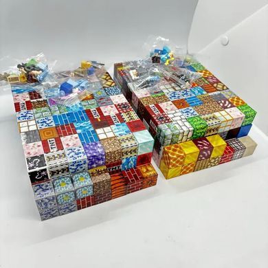 Магнитный конструктор 200 блоков + 4 фигурки MY PLANET / Магнитные блоки в стиле Minecraft со 200 деталями GP4