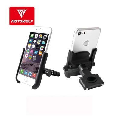 Алюмінієвий тримач Motowolf для смартфона на кермо мотоцикла / велосипеда / мопеда / самоката Чорний