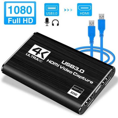 Внешняя карта видеозахвата 4K HDMI в USB 3.0 c микрофонным входом и выходом на наушники, устройство видео оцифровки ( 4K HDMI Video Capture USB3.0 AY02 )