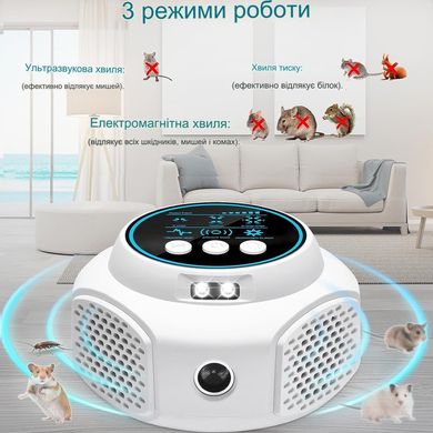 Потужний Ультразвуковий відлякувач мишей, щурів, гризунів та комах Ultrasonic UR03 White